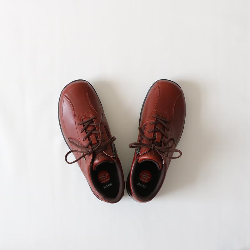 人気SALE,【高品質の製品】ウォーキングシューズ メンズ  メディカルウォーク MF ブラウン 4E 幅広  ひざに優しい靴　通勤 茶色 マジックテープ