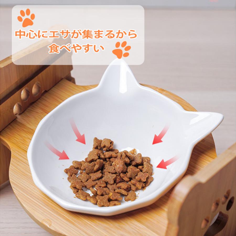 ペット食器 猫食器 フードボウル ペットフードボウル 猫用食器 猫餌入れ 猫 犬 水 食器台 スタンド 陶器 エサ入れ  斜め おすすめ 食べやすい｜sunrise0331｜08