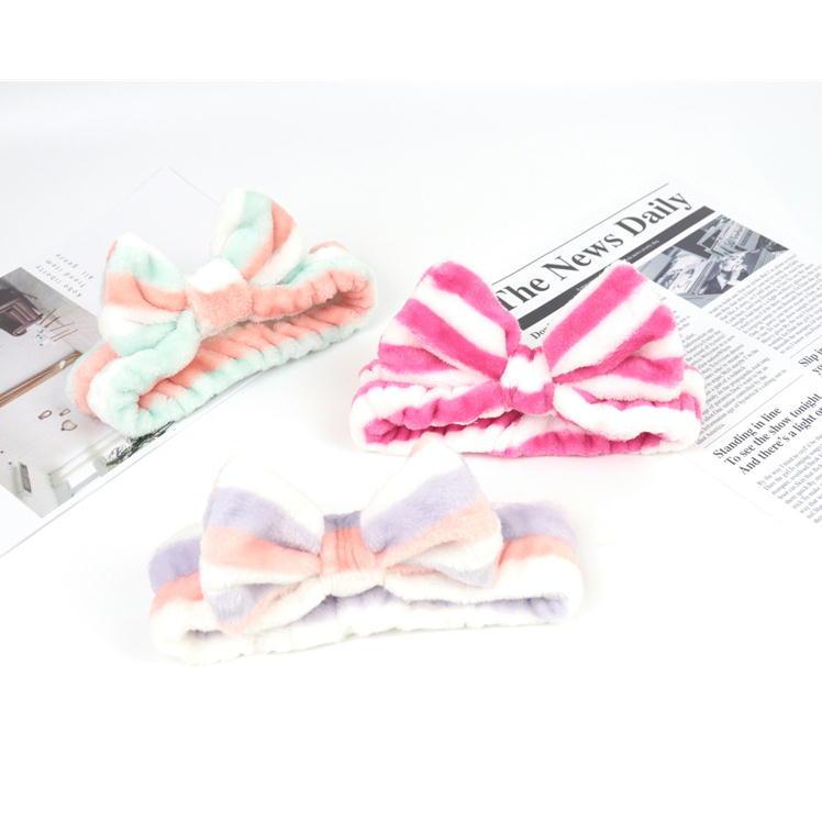 おトク ヘアバンド 洗顔 化粧 ヘア ターバン バンド キャップ タオル リボン かわいい レディース グッズ 髪留め おしゃれ ストライプ1個 キュート 便利 メンズ