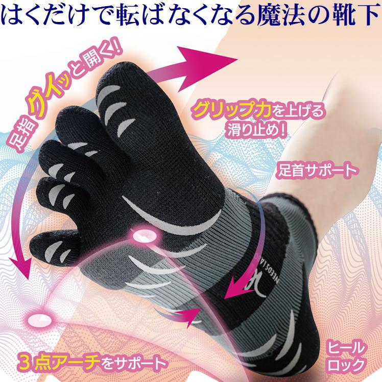 滑り止め 靴下 高齢者 転倒 防止 歩行 サポーター 5本指ソックス 足裏