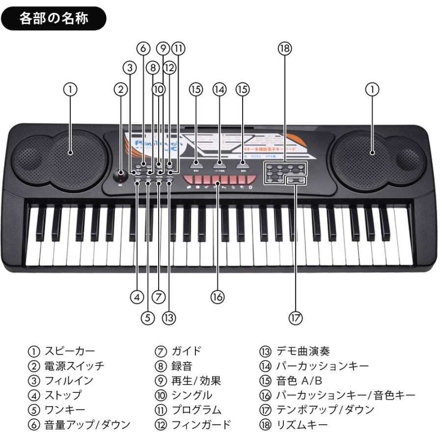 メーカー再生品 訳あり アウトレット 電子キーボード 49鍵盤 3ヶ月保証 日本語表記 AC/乾電池駆動 電子ピアノ 楽器 キッズ 大人 PlayTouch49 SunRuck SR-DP02｜sunruck-direct｜18