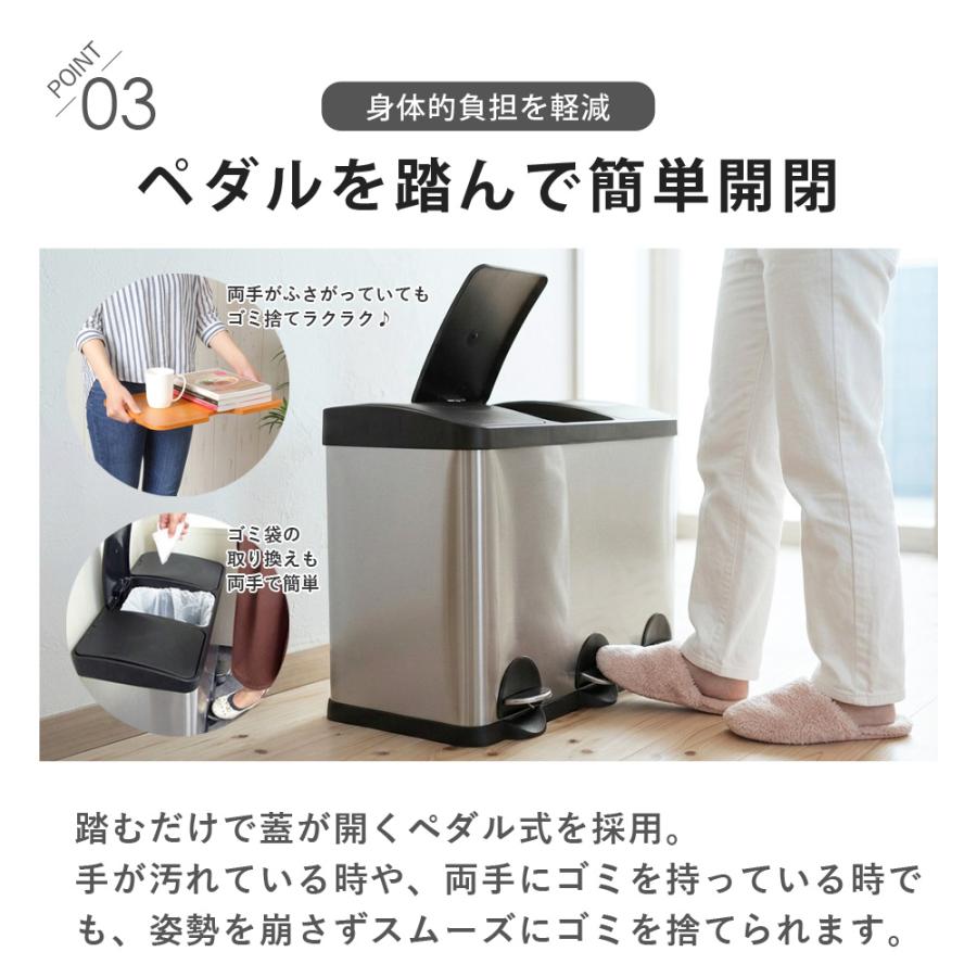 【新品】ステンレス ダストボックス 45L 分別 3分別 ふた付き ペダル開閉式 45リットル 大型 分別ごみ箱 大容量 縦型 キッチン リビング おしゃれ Sunruck SunRuck（サンルック） 公式 ステンレス ゴミ箱 ダストボックス 45L