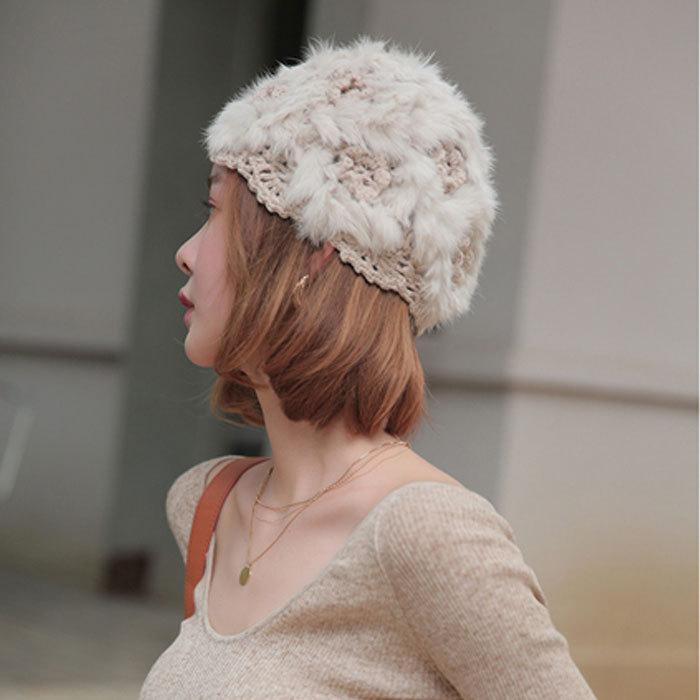 ニット帽 帽子 白 ホワイト ファー かぎ編み フラワー 花 秋 冬 おしゃれ レディース 79 Sun Rutile 通販 Yahoo ショッピング