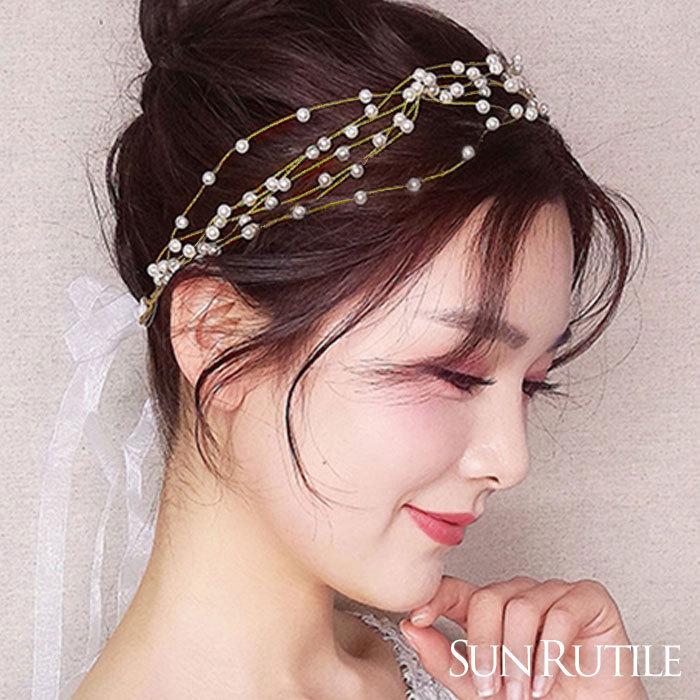 ウェディング ヘッドドレス パール ブライダル リボンカチューシャ ヘアアクセサリー 華奢 おしゃれ 花嫁さま パーティー 髪飾り 196 Sun Rutile 通販 Yahoo ショッピング