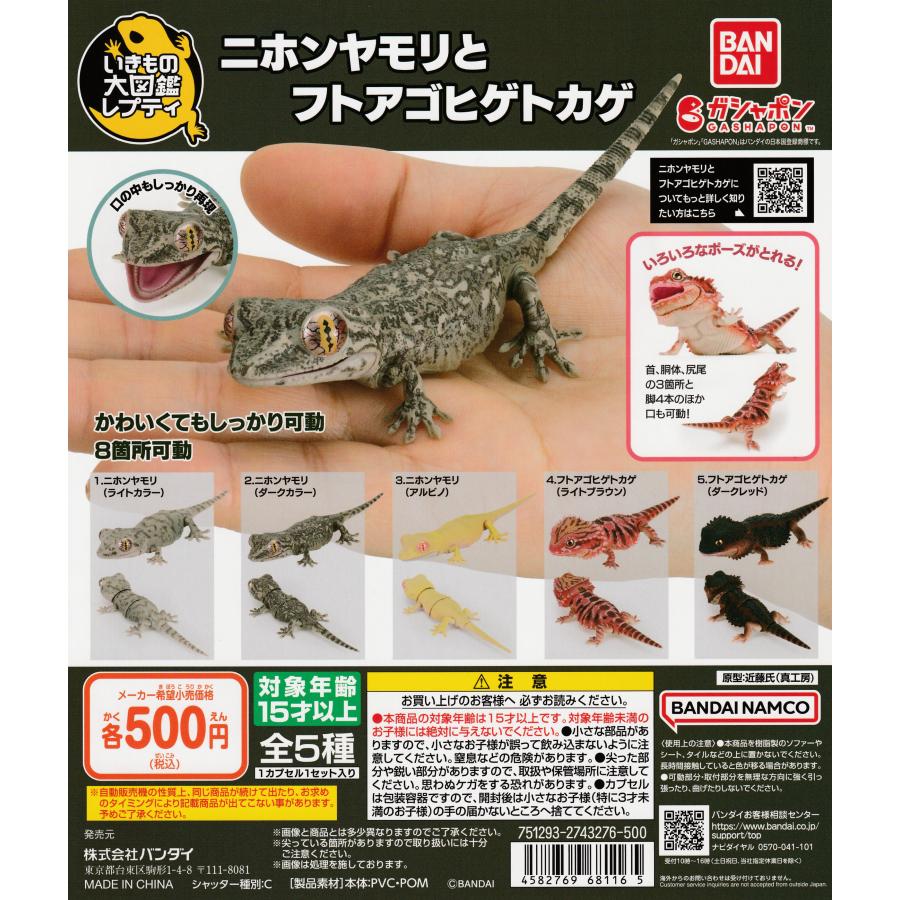 いきもの大図鑑レプティ ニホンヤモリとフトアゴヒゲトカゲ [全5種