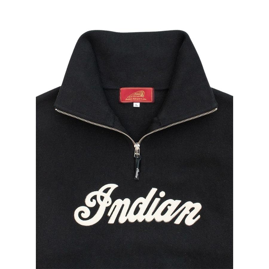 インディアン インディアンモトサイクル セーター ブランド おしゃれ メンズ レディース ハーフジップセーター ハーフジップ ブランドロゴ 黒 白