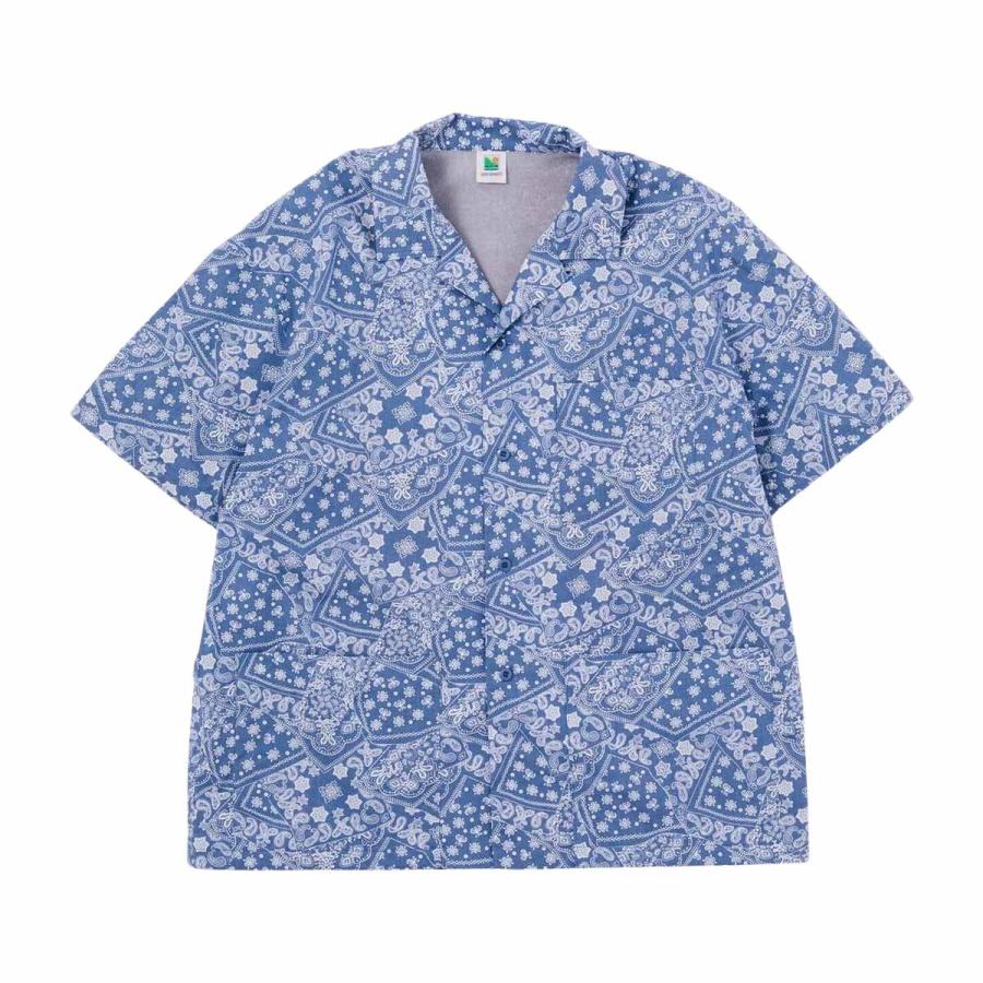 希少品45Rペイズリー柄 半袖シャツ 100%コットン OFFSHORE（オフショア） 半袖シャツ メンズ レディース オープンカラー