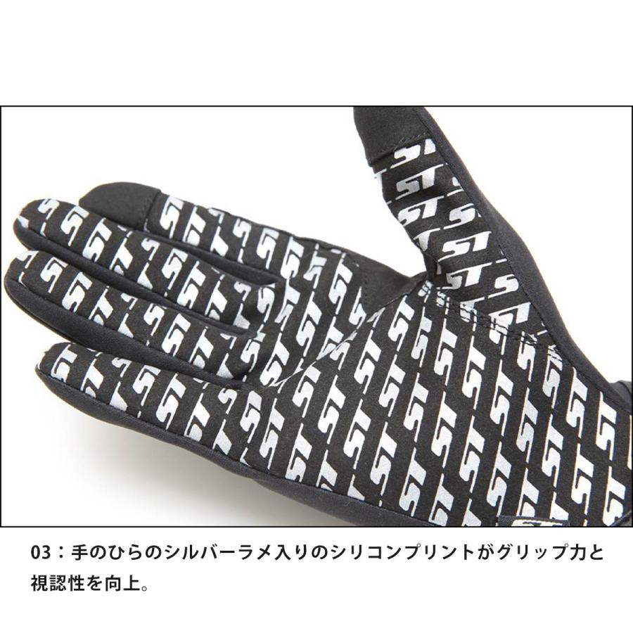 自転車 グローブ 手袋 ブランド STline エスティライン ショートタイプ スマホ対応 ゴアテックス ピスト BMX スケートボード バイク 黒の画像