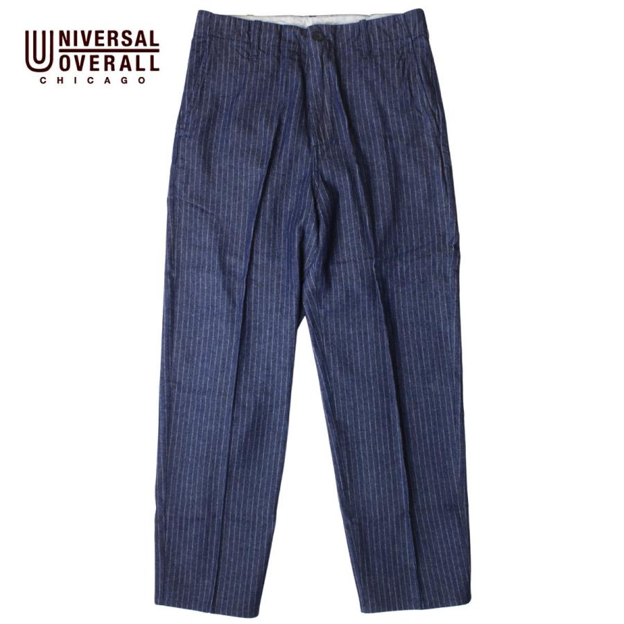 ユニバーサルオーバーオール パンツ メンズ ブランド おしゃれ カジュアルパンツ ワークパンツ ストライプ ストレート ストレートパンツ インディゴ