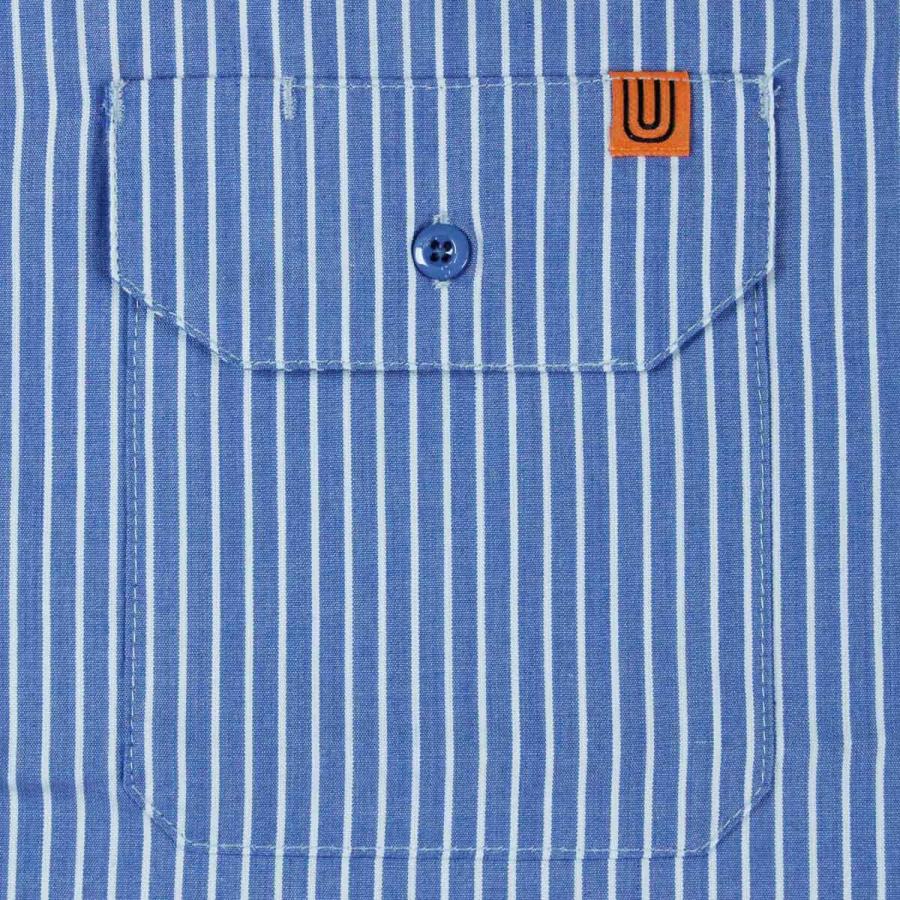 UNIVERSAL PRODUCTS 半袖ストライプシャツ UNIVERSAL OVERALL ユニバーサルオーバーオール シャツ メンズ