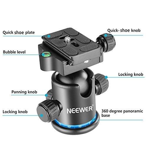 Neewer プロメタル三脚ボールヘッド　360度回転可　1/4インチクイックシュープレート、バブルレベル付き　三脚/一脚/スライダー/DSLRカメラビデオカメラに対応　｜sunset-k-t｜04