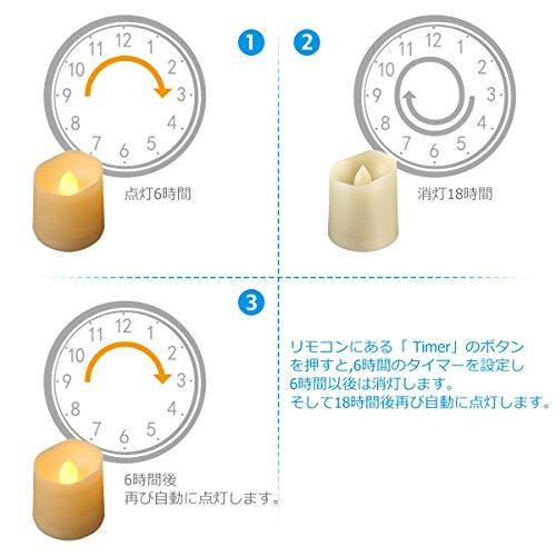 AMIR キャンドルライト LED キャンドル 電気 ろうそく 揺らぐ炎 波形の口 無香料 明るさ調節 タイマー機能付き リモコン対応 点滅仕様 暖色光 癒しの雰囲気 室内｜sunset-k-t｜02