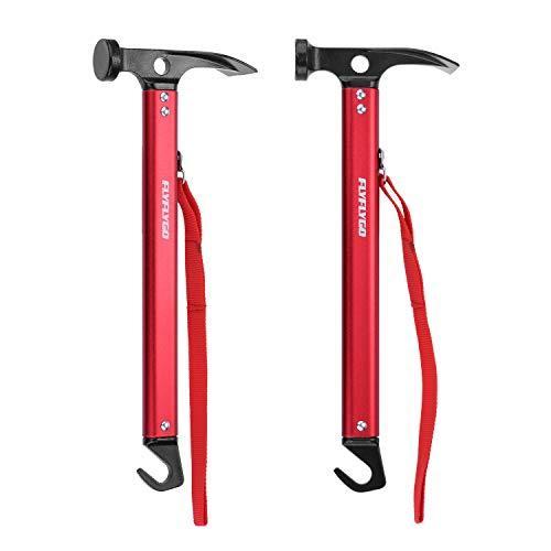 Flyflygo ペグハンマー テントハンマー キャンプハンマー 高炭素鋼 軽量 多機能 収納袋付き Bセット 肌触りがいい