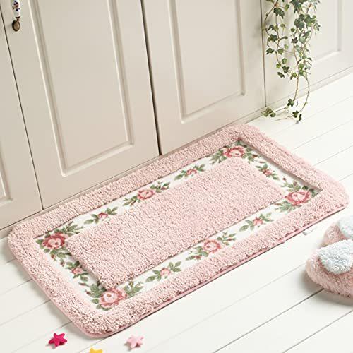 Aohart バスマット 玄関マット ピンク 40 60 キッチンマット 花柄 お風呂マット ソフト