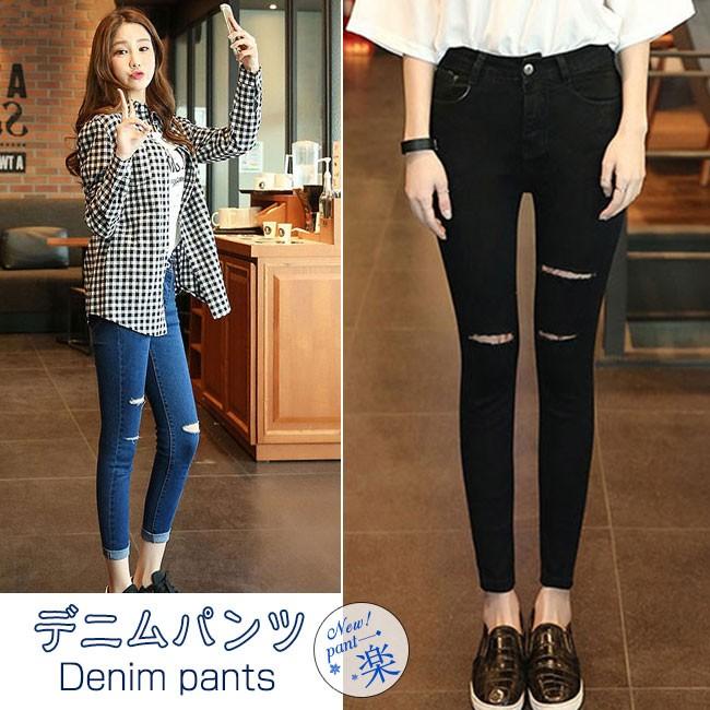 デニムパンツ Gパン ダメージ ストレッチ スキニー レディース ハイウエスト スリム ジーンズ ボトムス 08fcbz19jul11 Suns ファッション 通販 Yahoo ショッピング