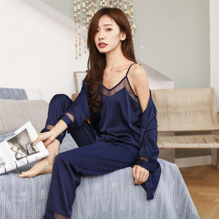 人気激安 夏 部屋着 3点セット ルームウェア レディース パジャマ キャミソール サテン セクシー ナイトウェア ネグリジェ ロングパンツ 羽織 カーディガン ロングパンツ パジャマ カラー シャンパン色 Www Itothub Com