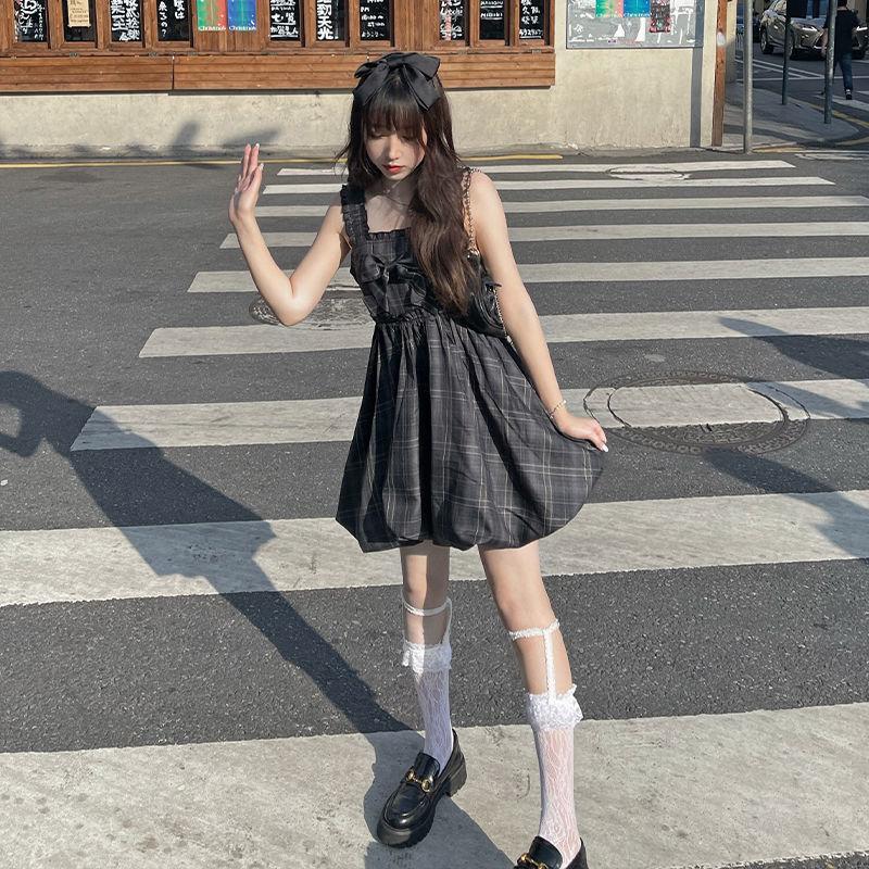 使い勝手の良い ワンピース チェック Jk 日常 可愛い コスチューム 女子高生 春 夏 女の子 Honeymoon Style