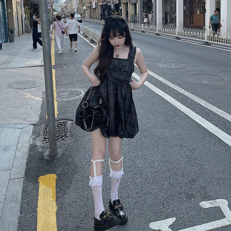 使い勝手の良い ワンピース チェック Jk 日常 可愛い コスチューム 女子高生 春 夏 女の子 Honeymoon Style