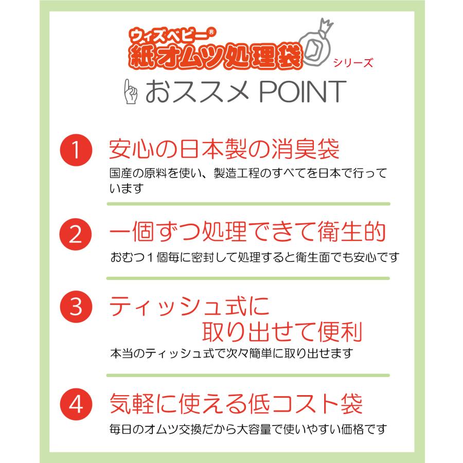 【公式】ウィズベビープレミアム 消臭紙オムツ処理袋 日本製 100枚入り 白色 |  | 02