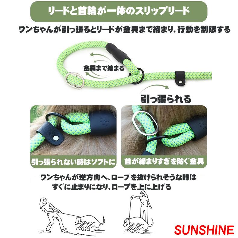 スリップリード 犬 ソフトなストッパー付きトレーニング用リード