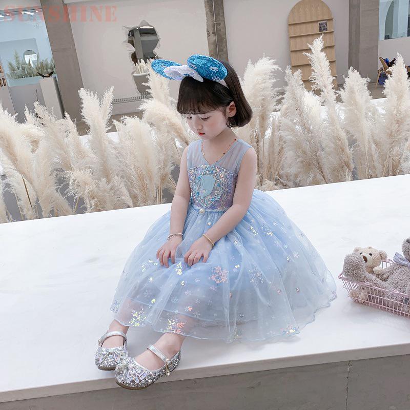 エルサ ワンピース 子供 ドレス 可愛い チュールスカート なりきり ハロウィン 姫様 高級感 キッズ キラキラ 普段着 100 140cm 割引