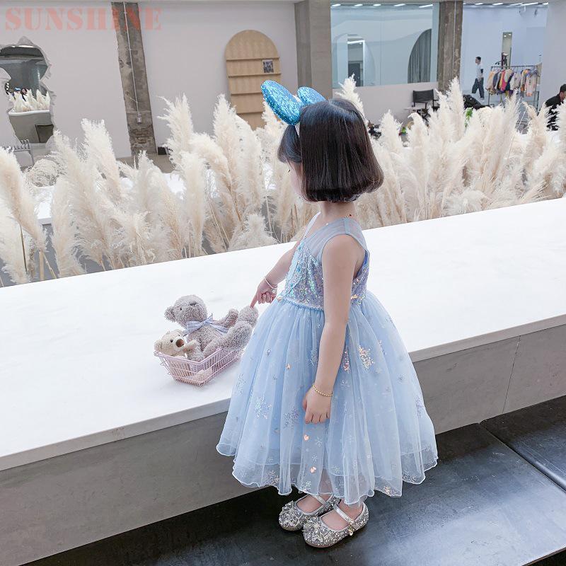 エルサ ワンピース 子供 ドレス 可愛い チュールスカート なりきり ハロウィン 姫様 高級感 キッズ キラキラ 普段着 100 140cm 割引