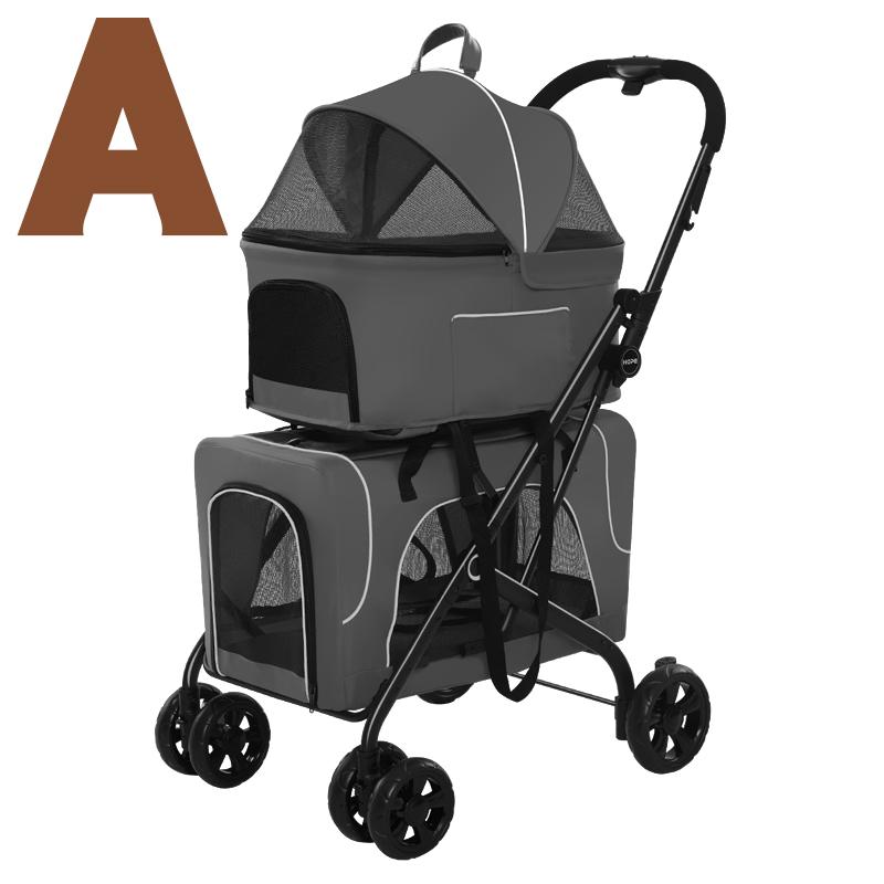 ペットカート 分離式 多頭飼い 折り畳みわんタッチ 2段式の上下段