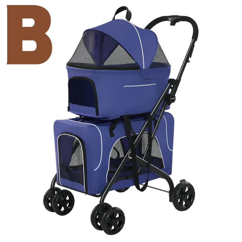 ペットカート 分離式 多頭飼い 折り畳みわんタッチ 2段式の上下段