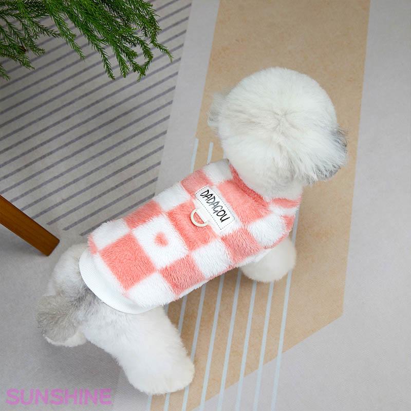 ハンドメイド　リボンチェックボアタンクトップ　犬服 ハンドメイド リボンチェックボアタンクトップ 犬服