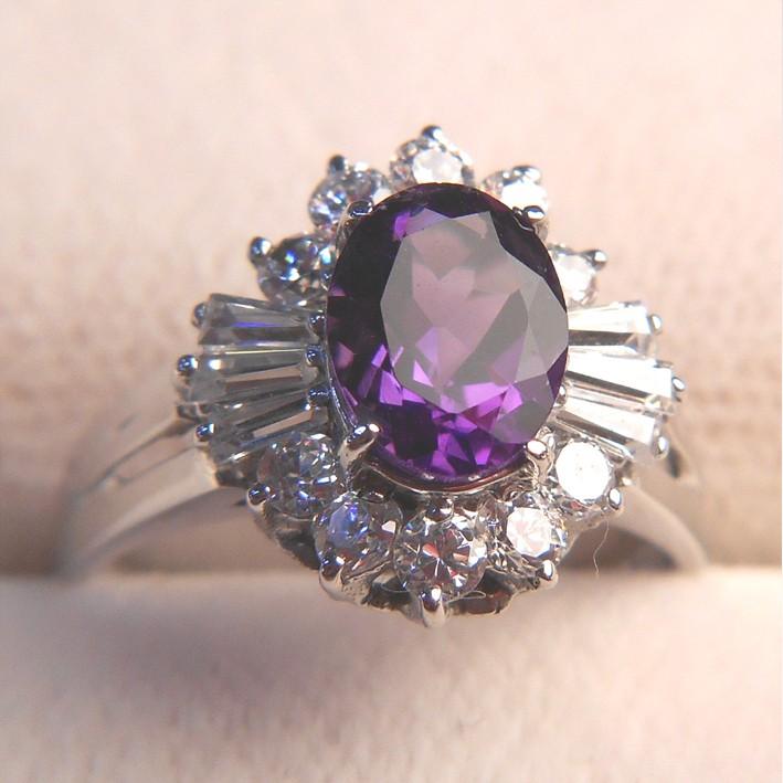 K14WG 指輪 ホワイトゴールド アメジストリング アメジスト1石