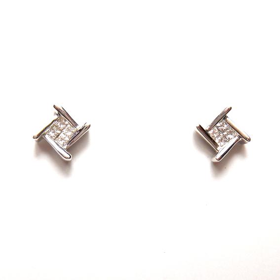 K18WG 18金 ピアス ダイヤモンド アクセサリー ミステリーセッティング 送料無料