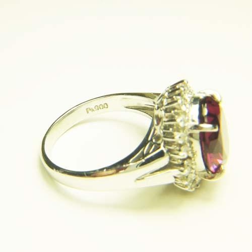 Pt900 プラチナ ガーネットリング レディース ガーネット1石 4.08ct