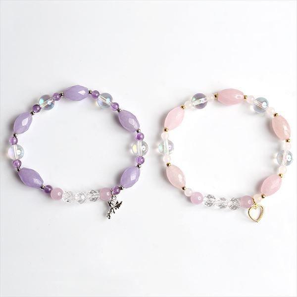 恋愛運 パワーストーン 天使のチャーム付き天然石ブレスレット