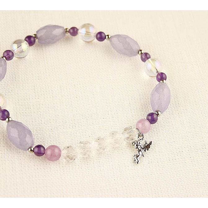恋愛運 パワーストーン 天使のチャーム付き天然石ブレスレット