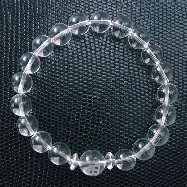 お守り パワーストーン 守護梵字 bonji 彫刻の本水晶ブレスレット 10mm