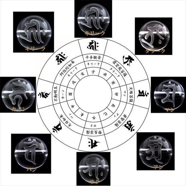 お守り パワーストーン 守護梵字 bonji 彫刻の本水晶