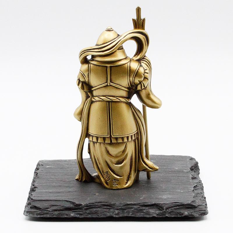 古美金調 毘沙門天 像(金属製) 石板台座 付 金運 上昇願い好運呼び込む