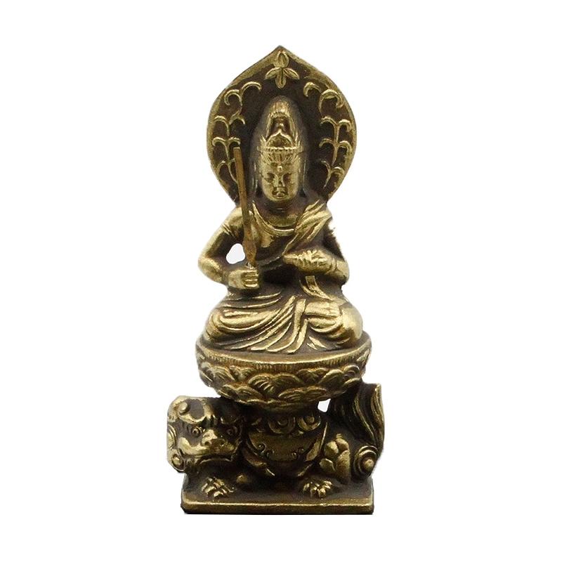 古美金調 文殊菩薩像 像 金属製 仏像祈念セット 最高級 白檀香