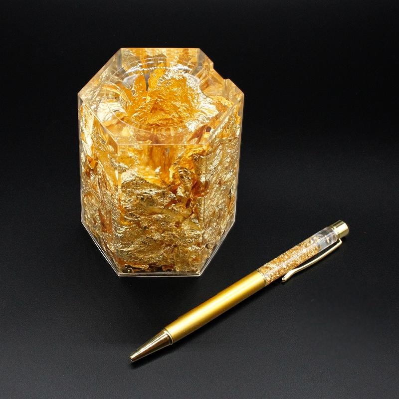 宝クジ当選祈願セット 金箔入 ボールペン ＆ ペン立て ☆ ジャンボくじ