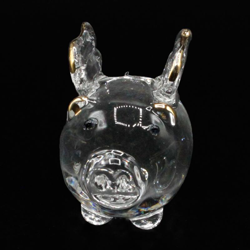 羽が生えたブタさん クリスタル ガラス 硝子 豚 ピッグ ゴールド