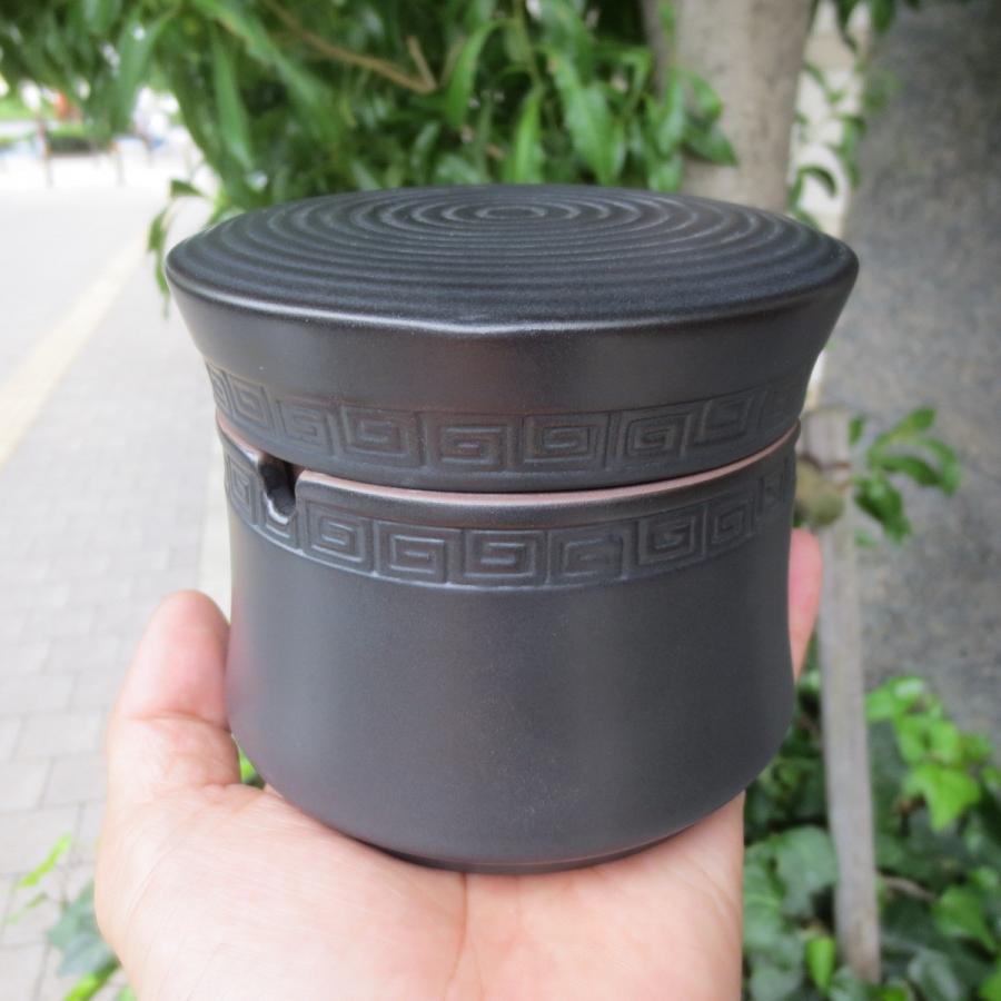 灰皿 蓋付き ブラック 陶器製 おしゃれ 分割 セパレート ふたも灰皿に