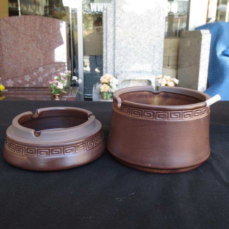 銅製　丸型蓋付き容器　灰皿　凹み有　ヴィンテージ　花器 灰皿 蓋付き ブラウン 陶器製 おしゃれ 分割 セパレート ふたも灰皿に
