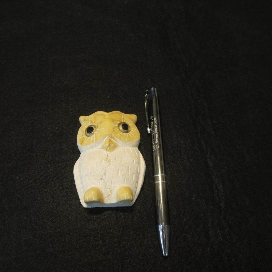 ペーパーウェイト 文鎮 重り 大理石 かわいい 黄ふくろう 手作り 置物 