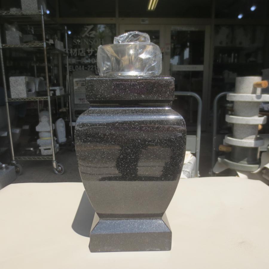 墓石 花立 花瓶型 インド産黒御影石 ステンレス 花筒 ペット墓にも