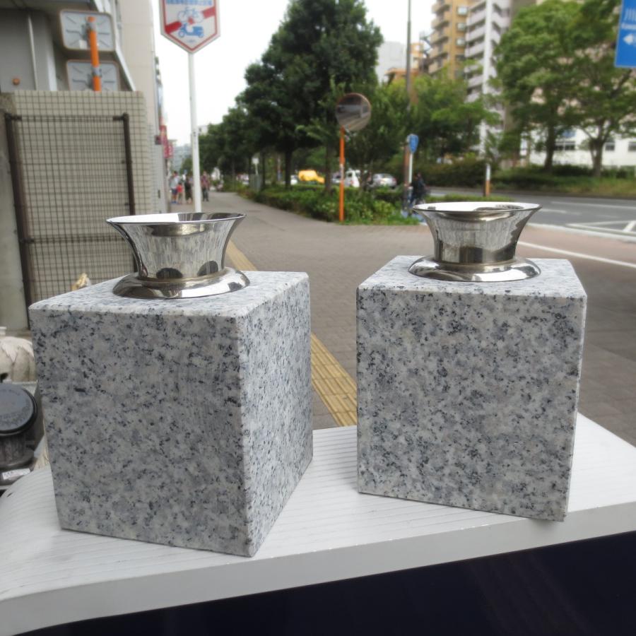 墓石 花立2個 切削仕上げ 御影石 ステンレス 花筒 ペット墓にも 墓石 花立2個 切削仕上げ 御影石 ステンレス 花筒 ペット墓にも