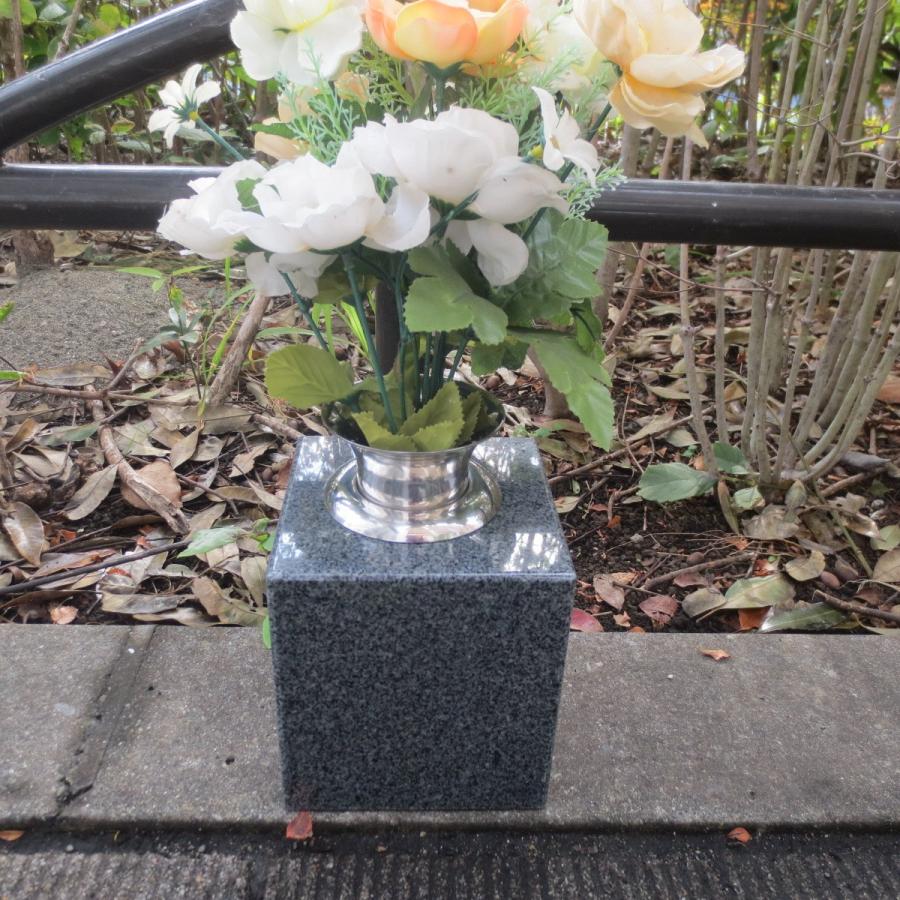 墓石 花立2個 花瓶 青御影石 ステンレス 花筒 ペット墓にも 墓石 花立2個 花瓶 青御影石 ステンレス 花筒 ペット墓にも