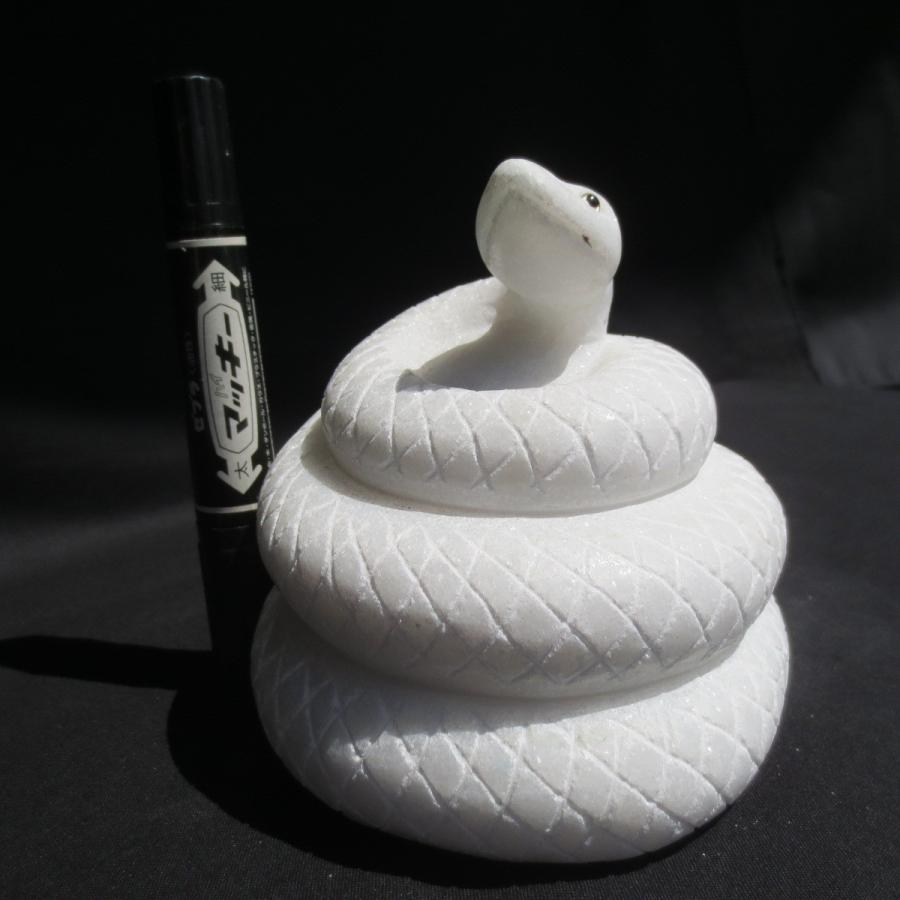 Snake へび ヘビ 白蛇 白へび  蛇 巳年 干支 十二支 White snake   天然大理石 11cm×12cm×12cm   1.9kg｜sunsoh｜16