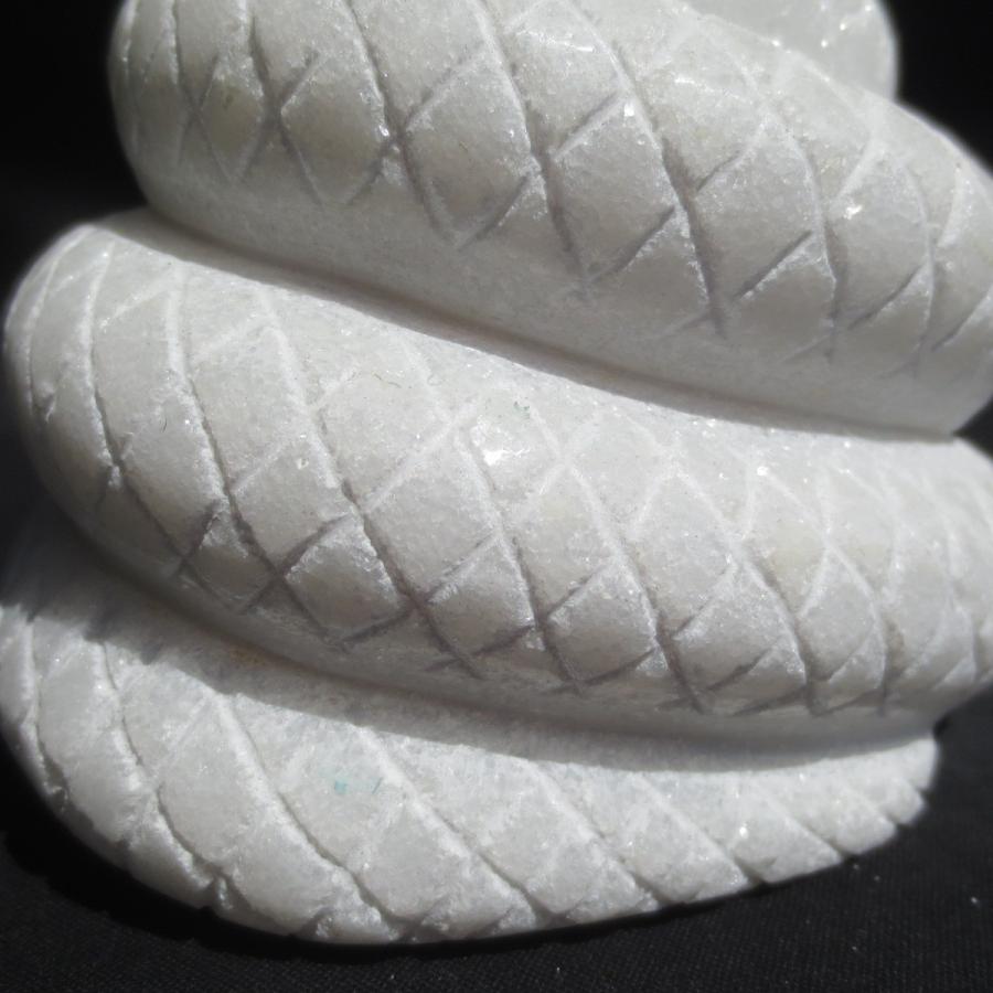 Snake へび ヘビ 白蛇 白へび  蛇 巳年 干支 十二支 White snake   天然大理石 11cm×12cm×12cm   1.9kg｜sunsoh｜04