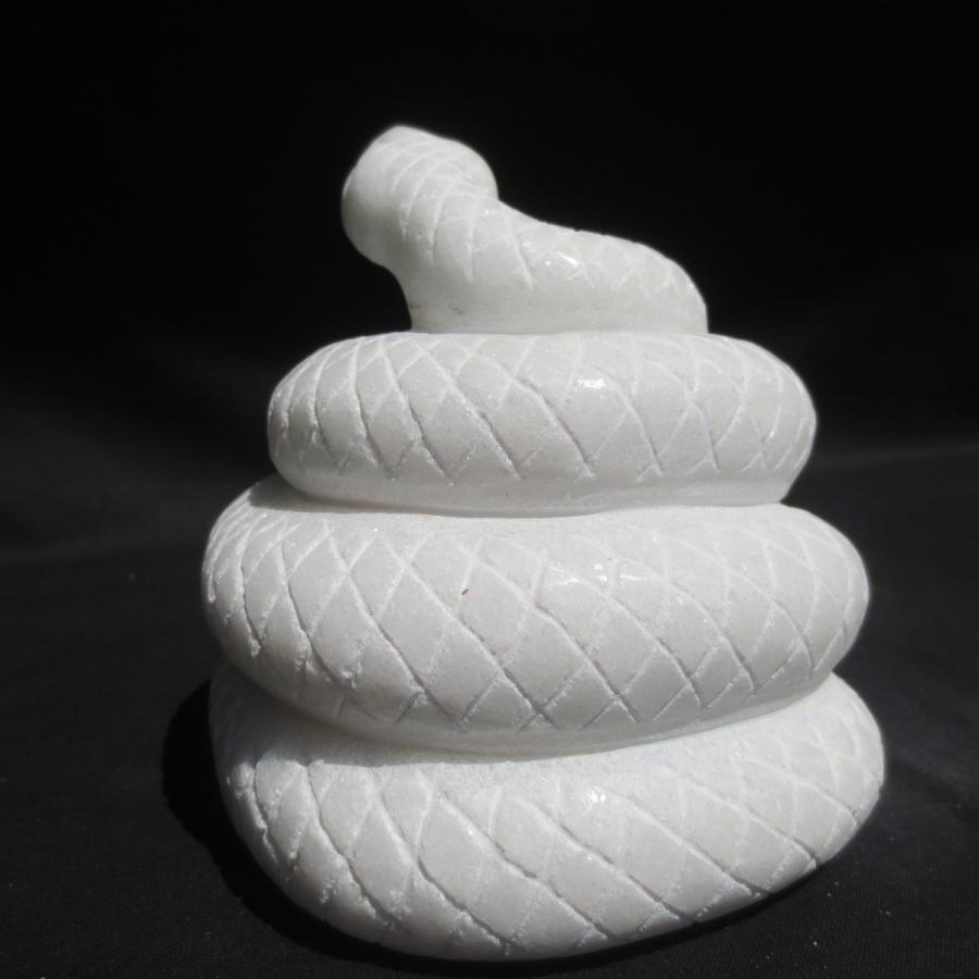 Snake へび ヘビ 白蛇 白へび  蛇 巳年 干支 十二支 White snake   天然大理石 11cm×12cm×12cm   1.9kg｜sunsoh｜07