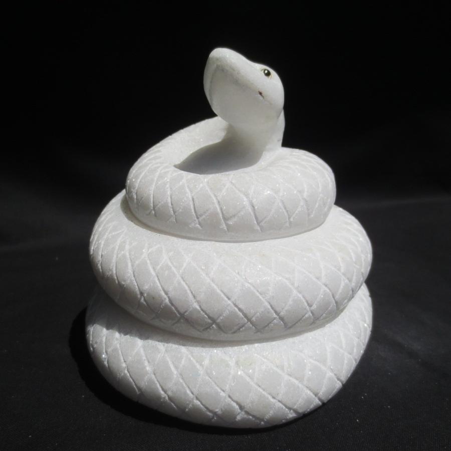 Snake へび ヘビ 白蛇 白へび  蛇 巳年 干支 十二支 White snake   天然大理石 11cm×12cm×12cm   1.9kg｜sunsoh｜09